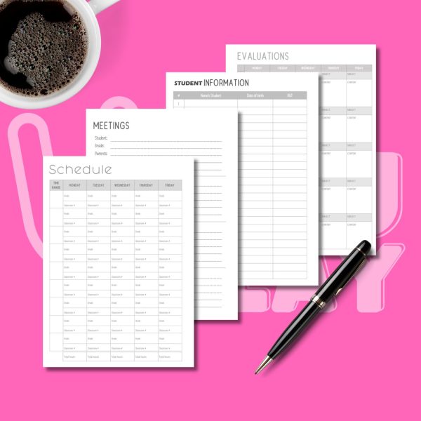 interior teacher planner agenda docente london pink